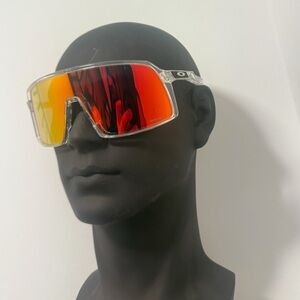 Oakley Transparent Frame Sunglasses with Orange-Red Lens